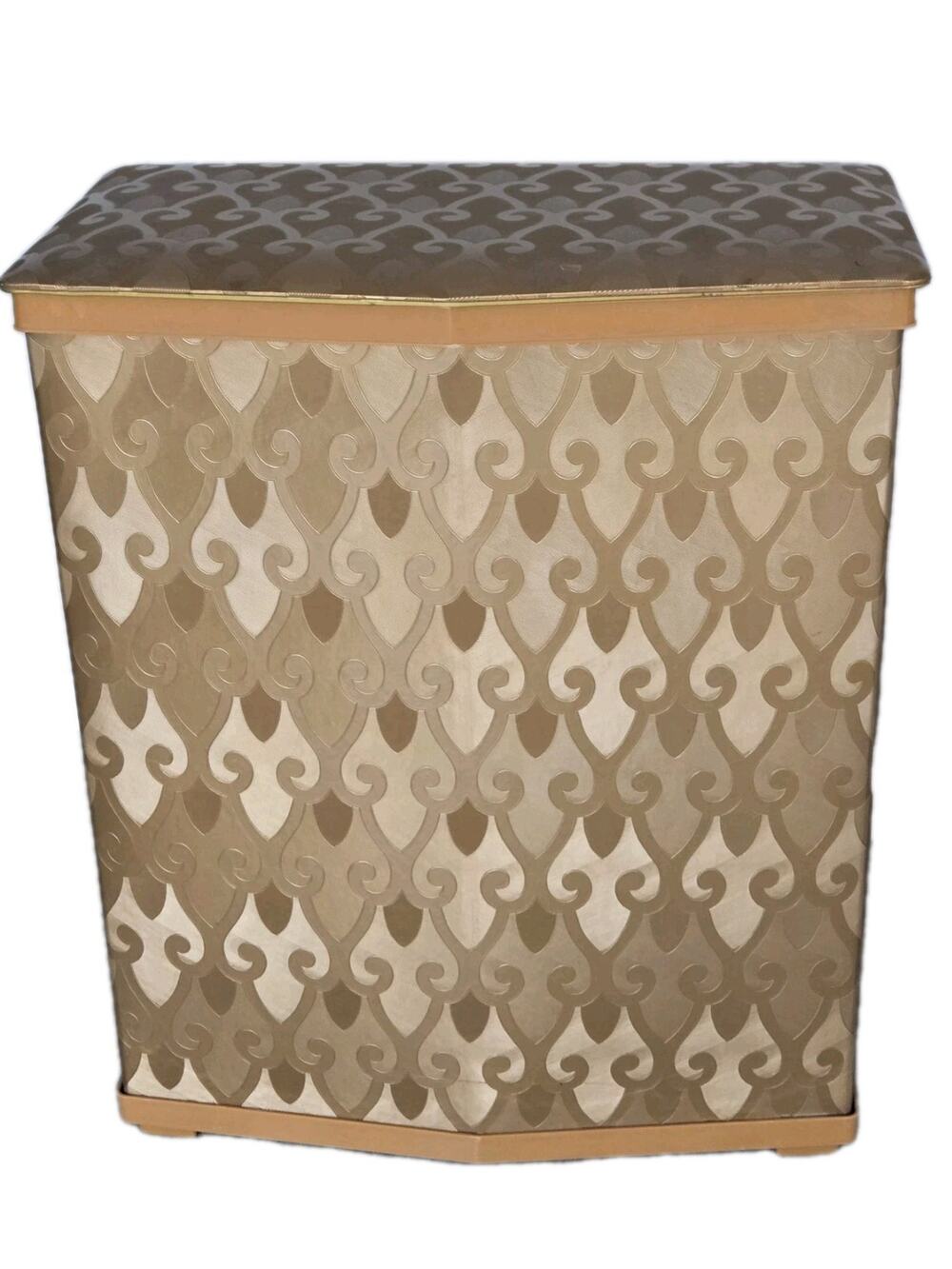 MCM Vintage 1960s Hollywood Regency Gold Vinyl Pearl-Wick Laundy Hamper